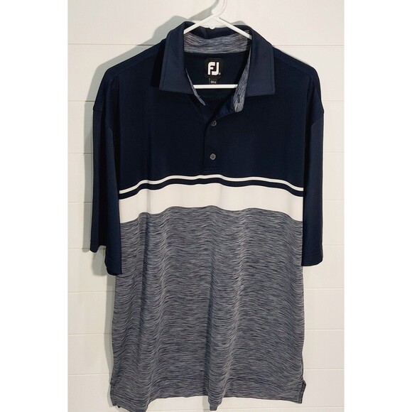 FootJoy Men's XL Lisle Colour Block Space Dye Polo Golf Cypress Run Embroidered - Picture 2 of 9